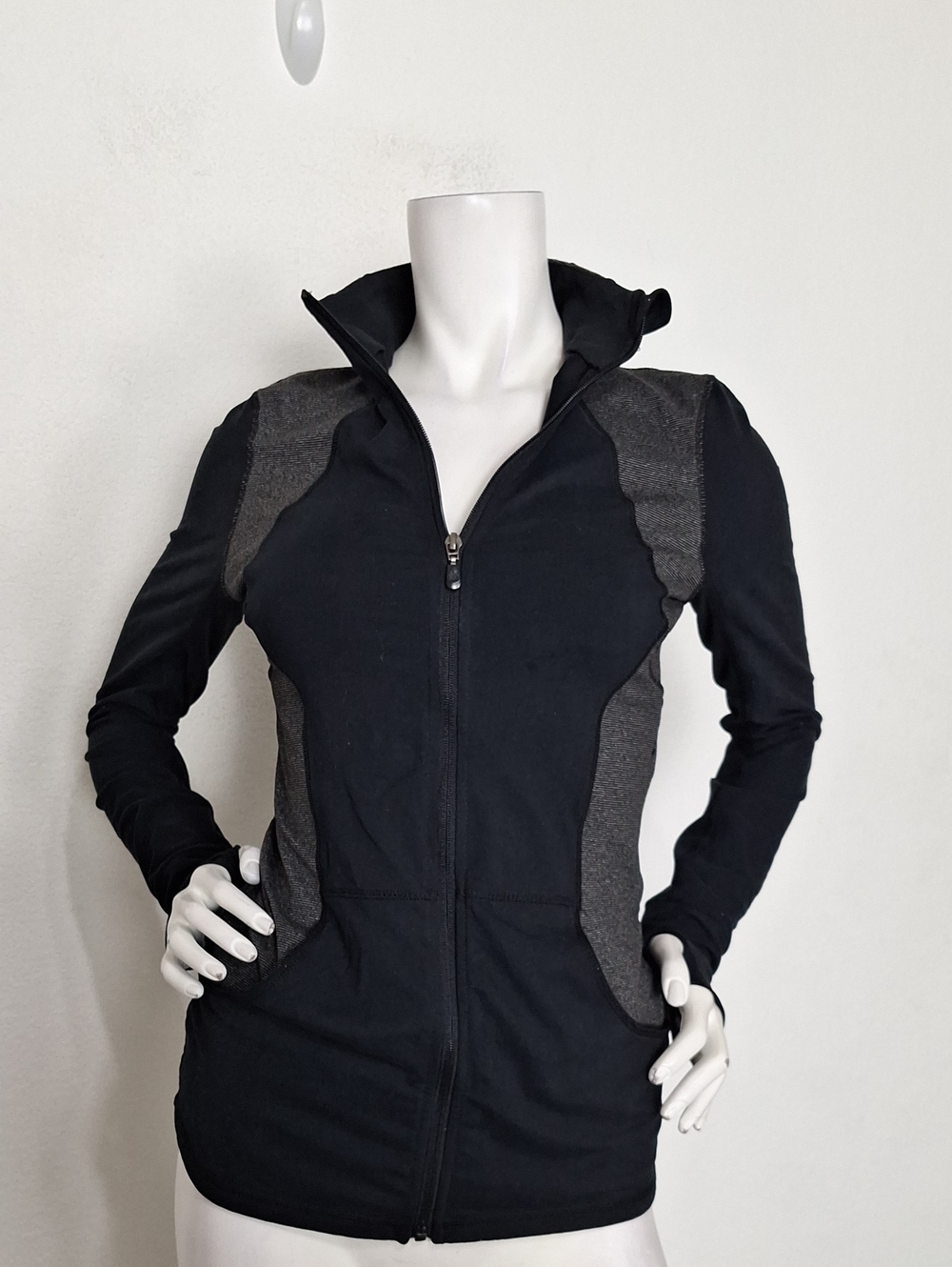 Kyodan Black & Gray Stand Collar Full Zip Sporty Activewear Jacket Size XS